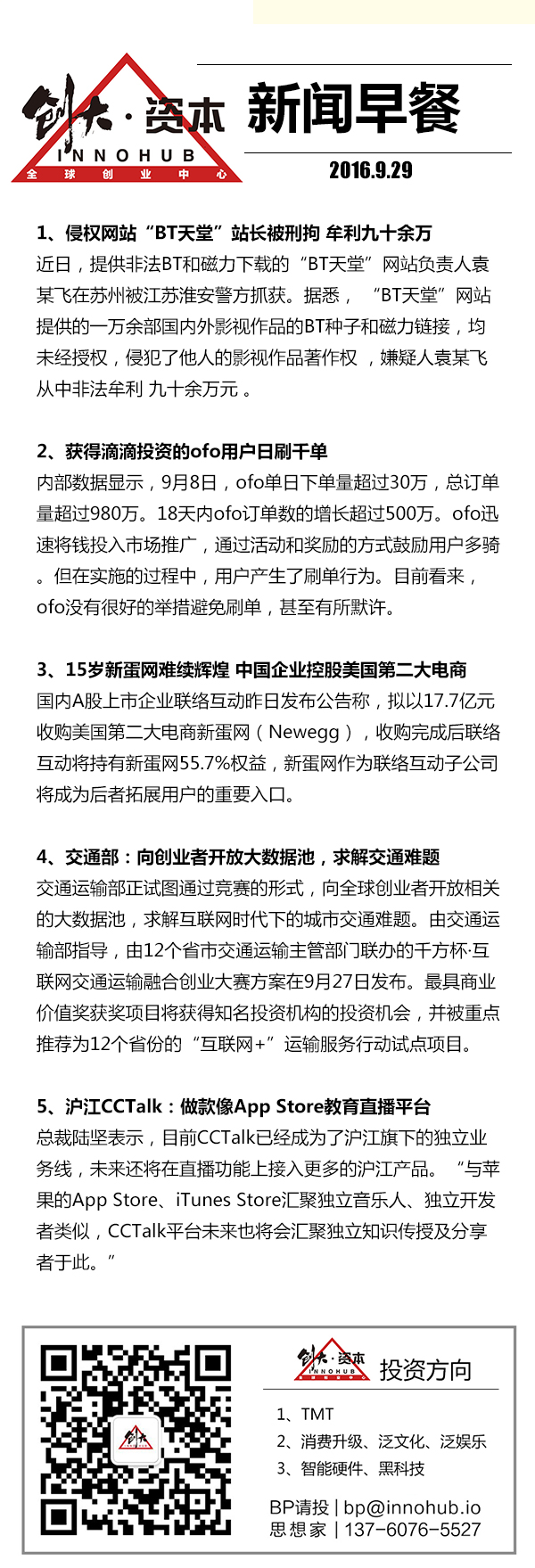 9 月 29 日新闻早餐