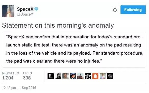 打击！Space X 点火时不幸爆炸